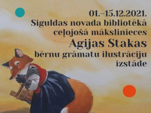 Siguldas novada bibliotēkā skatāma Agijas Stakas grāmatu ilustrāciju izstāde