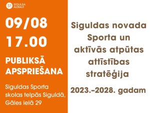 9. augustā notiks tikšanās ar iedzīvotājiem par Sporta un aktīvās atpūtas attīstības stratēģiju