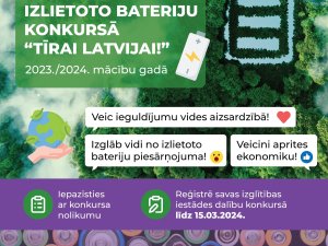 Skolēni un pirmsskolas vecuma bērni aicināti piedalīties kampaņā “Tīrai Latvijai”