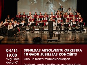 Siguldas Absolventu orķestra jubilejas koncerts kino un teātra mūzikas noskaņās