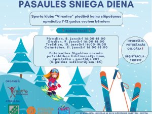 No 8. līdz 11. janvārim notiks kalnu slēpošanas nodarbību cikls bērniem